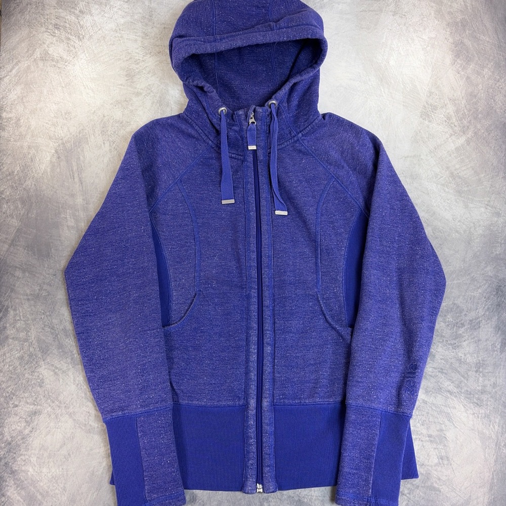 Zella Womens Large Purple Full Zip Hoodie Jacket Thumbholes Athleisure Workout